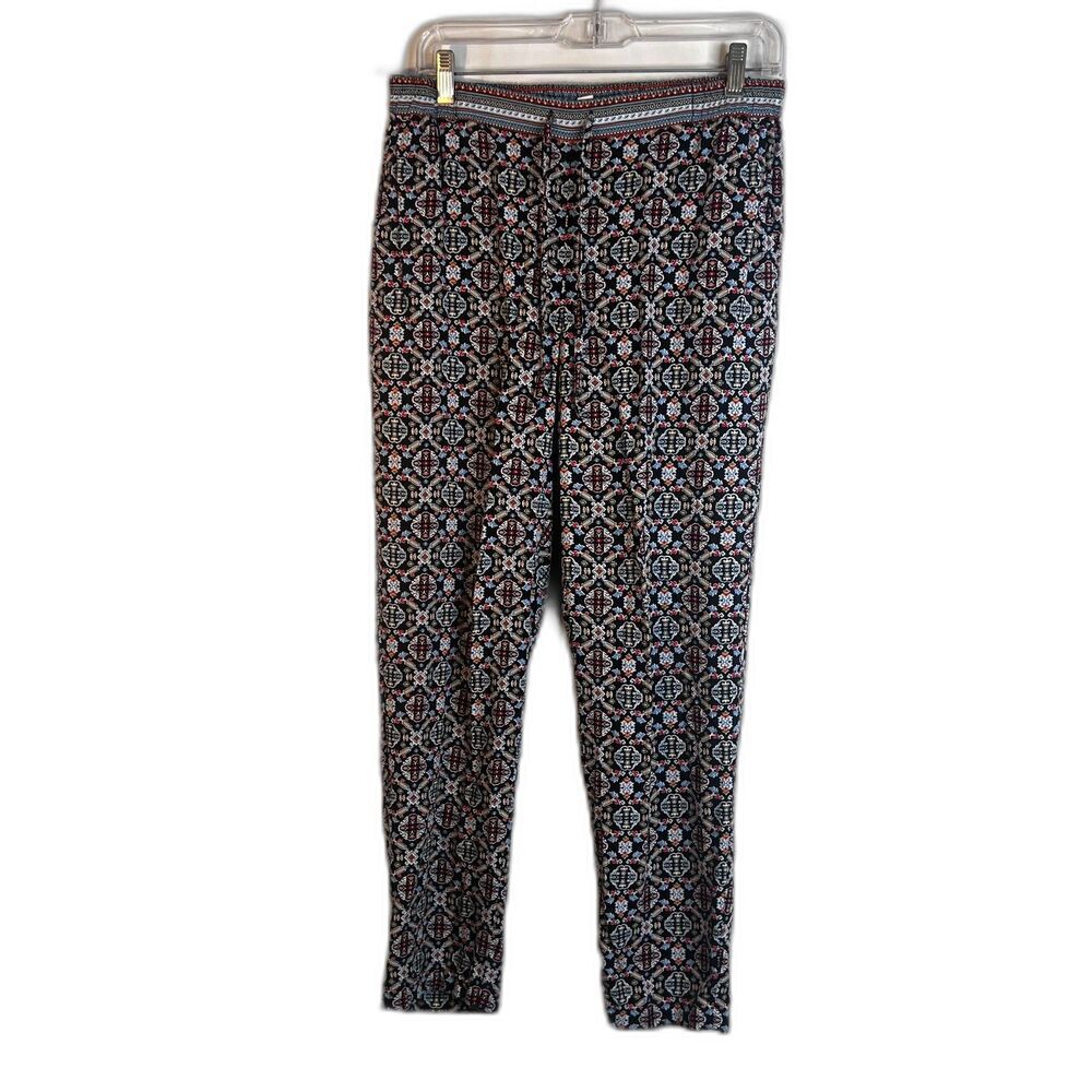 J Jill Busy Maximalist Print Pull On Boho Harem Casual Pant Size Medium